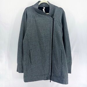 Lululemon Women’s Heathered Gray Wrap It Up Assymetrical Zip Jacket Size 12